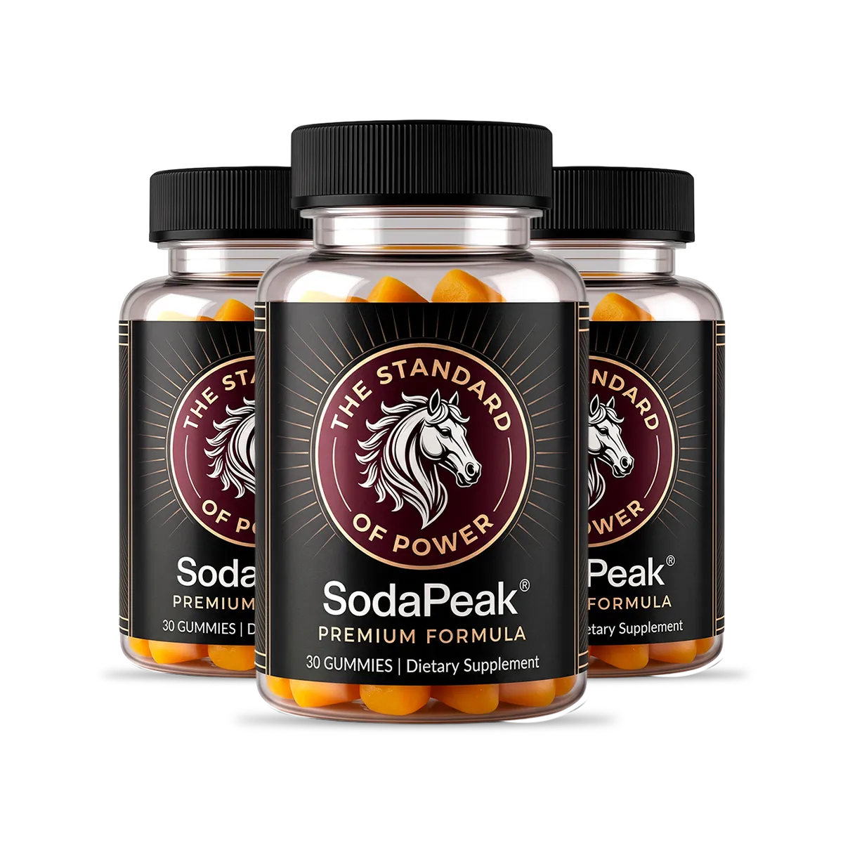 Soda Peak Gummies three-bottle package featuring the Premium Formula male enhancement supplement