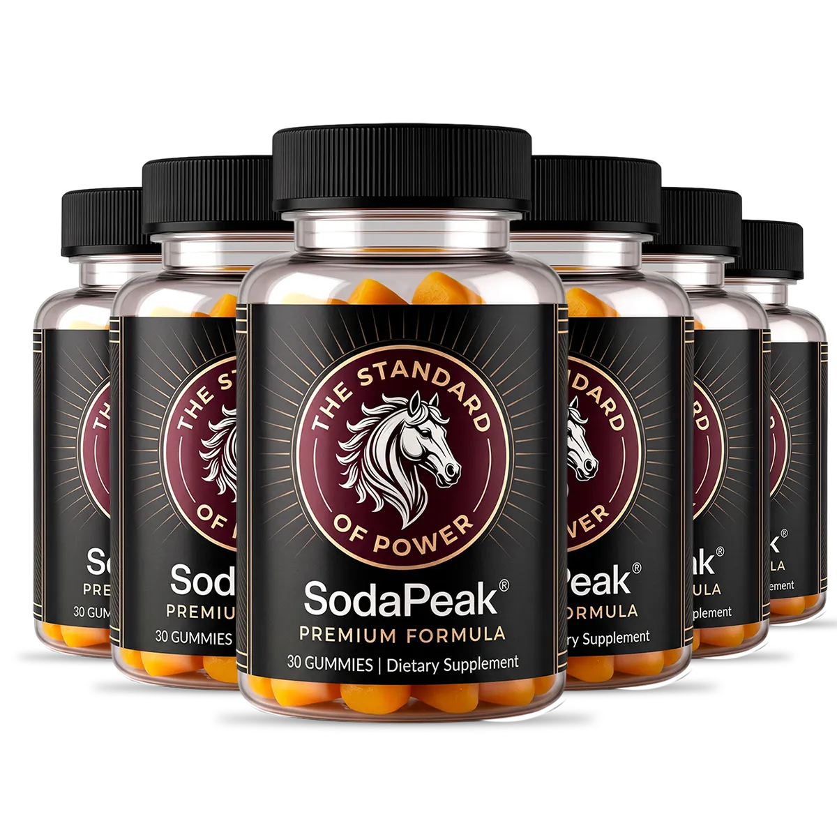 Soda Peak Gummies six-bottle package for the 180-day supplement offer